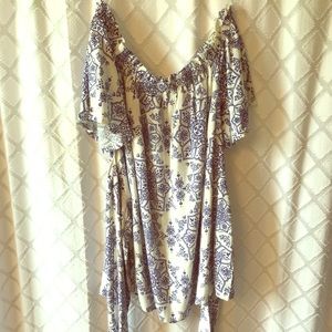 NWOT Geo print off the shoulder top